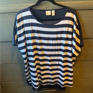 Chico's Navy and Light Blue Striped Top Size 2